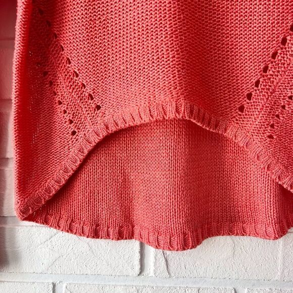 Lightweight Coral Knit High Low Cropped Drop Shoulder Sweater S - Picture 5 of 13